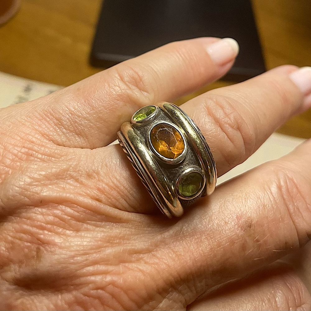 David Yurman ring,discontinued style… sterling,gold:gems.Citrine,Topaz